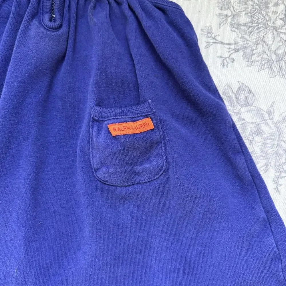VTG Ralph Lauren Baby Girls Purple Hoodie 100% Cotton Dress 12-18 Month Pocket